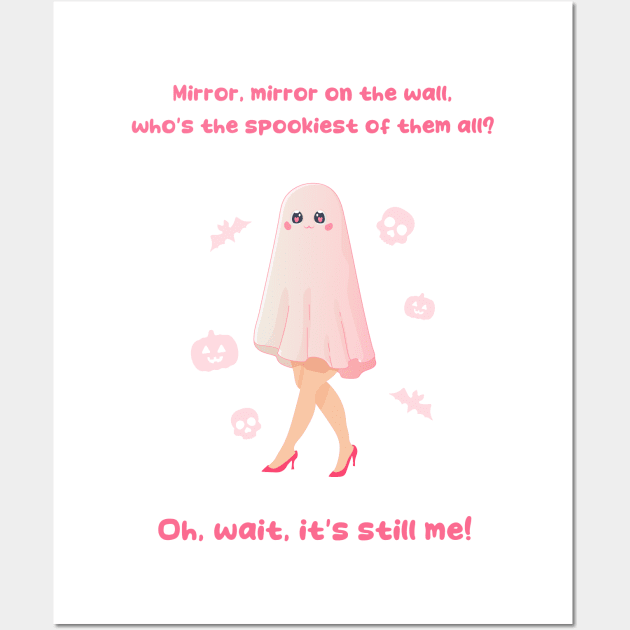 Halloween pink barbie lettering funny pink ghost Wall Art by Ann4design